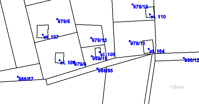 Parcela st. 109 v KÚ Pojbuky, Katastrální mapa