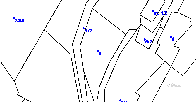 Parcela st. 8 v KÚ Zadní Lomná, Katastrální mapa