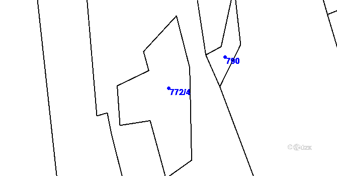 Parcela st. 772/4 v KÚ Zadní Střítež, Katastrální mapa