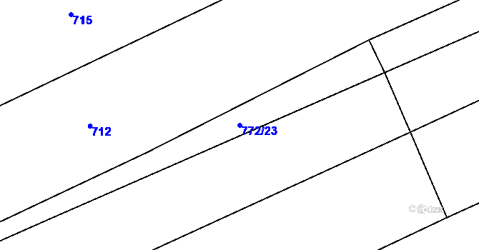 Parcela st. 772/23 v KÚ Zadní Střítež, Katastrální mapa