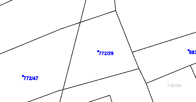 Parcela st. 772/29 v KÚ Zadní Střítež, Katastrální mapa