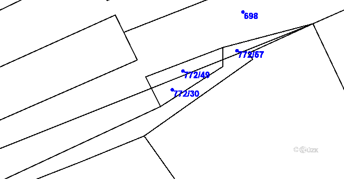 Parcela st. 772/30 v KÚ Zadní Střítež, Katastrální mapa