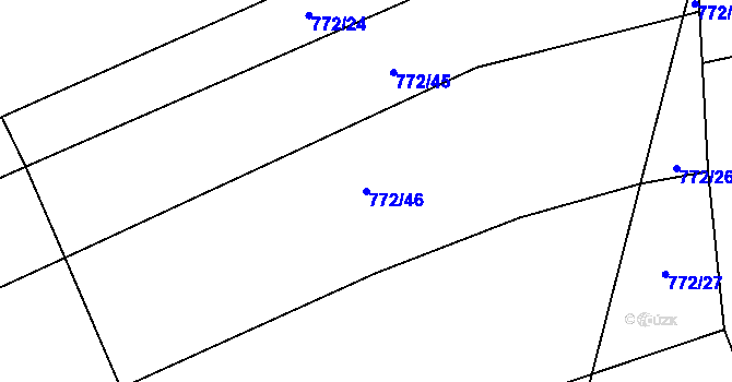 Parcela st. 772/46 v KÚ Zadní Střítež, Katastrální mapa