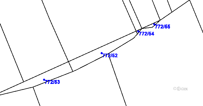 Parcela st. 772/52 v KÚ Zadní Střítež, Katastrální mapa