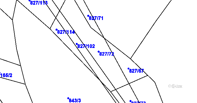 Parcela st. 827/72 v KÚ Zadní Střítež, Katastrální mapa