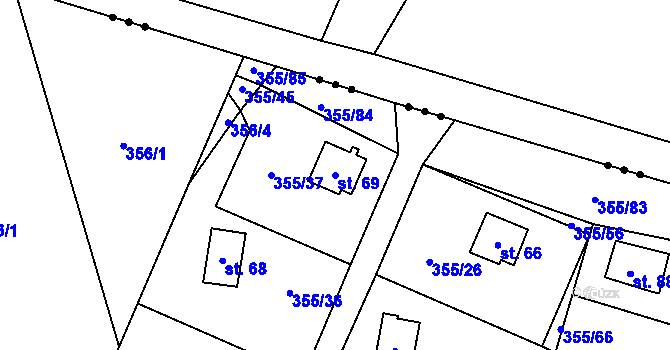 Parcela st. 69 v KÚ Pokojov, Katastrální mapa