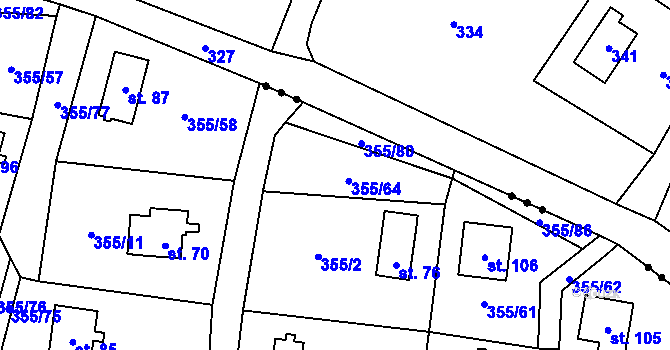 Parcela st. 355/64 v KÚ Pokojov, Katastrální mapa