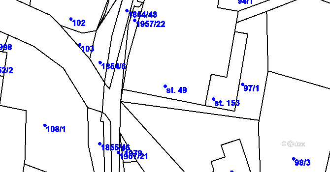 Parcela st. 49 v KÚ Pokřikov, Katastrální mapa