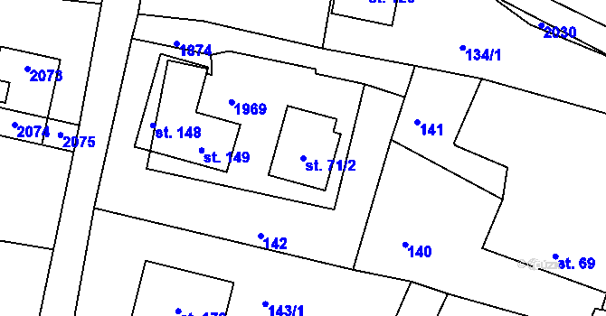 Parcela st. 71/2 v KÚ Pokřikov, Katastrální mapa