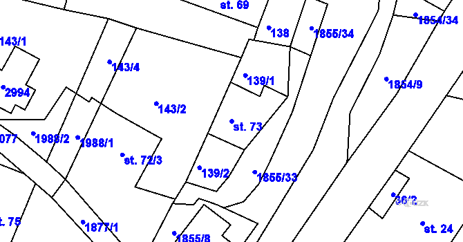 Parcela st. 73 v KÚ Pokřikov, Katastrální mapa