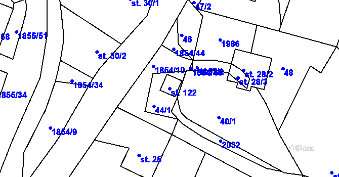 Parcela st. 122 v KÚ Pokřikov, Katastrální mapa