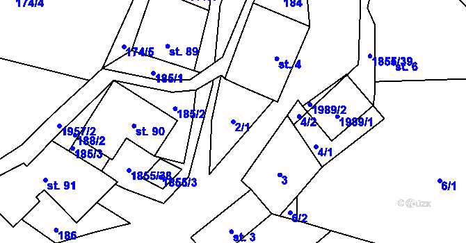 Parcela st. 2/1 v KÚ Pokřikov, Katastrální mapa