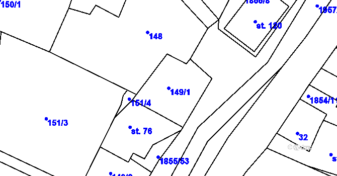 Parcela st. 149/1 v KÚ Pokřikov, Katastrální mapa