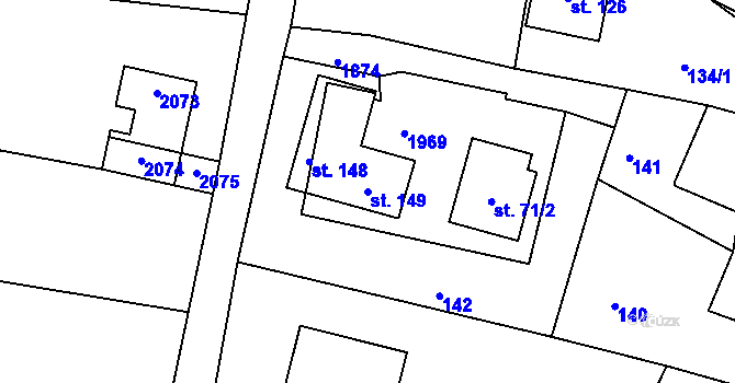 Parcela st. 149 v KÚ Pokřikov, Katastrální mapa