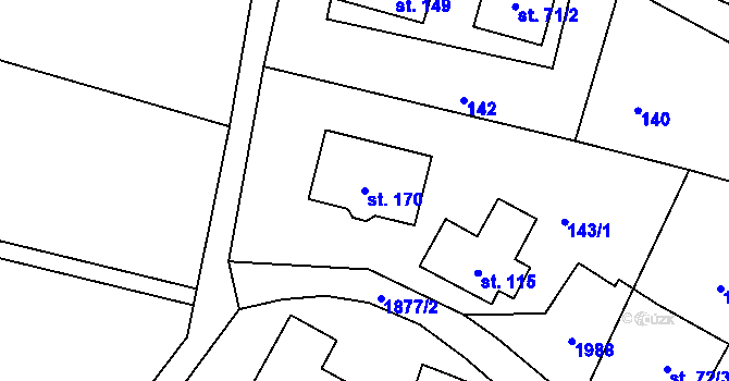 Parcela st. 170 v KÚ Pokřikov, Katastrální mapa