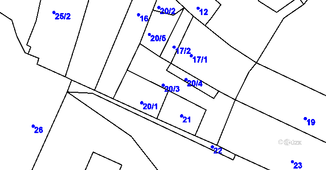 Parcela st. 20/3 v KÚ Poláky, Katastrální mapa