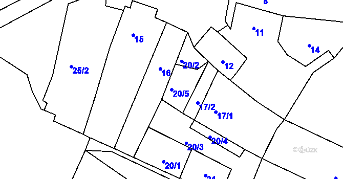 Parcela st. 20/5 v KÚ Poláky, Katastrální mapa