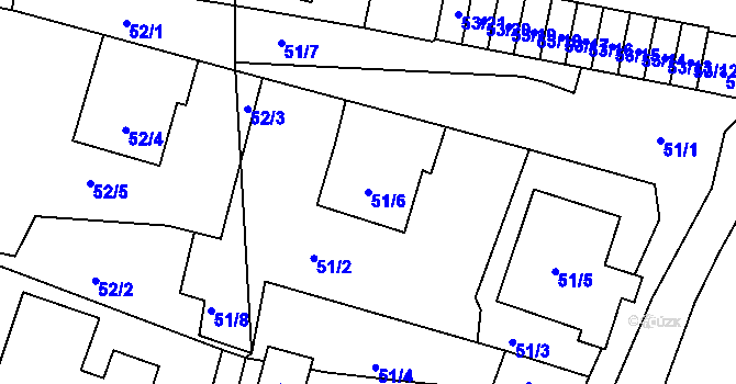 Parcela st. 51/6 v KÚ Poláky, Katastrální mapa