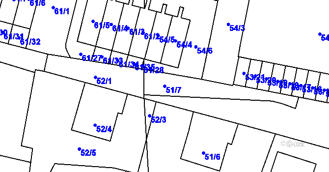 Parcela st. 51/7 v KÚ Poláky, Katastrální mapa