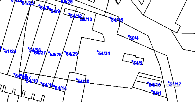 Parcela st. 54/31 v KÚ Poláky, Katastrální mapa