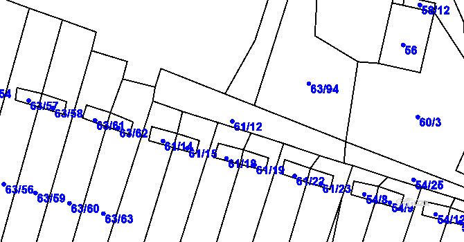 Parcela st. 61/12 v KÚ Poláky, Katastrální mapa