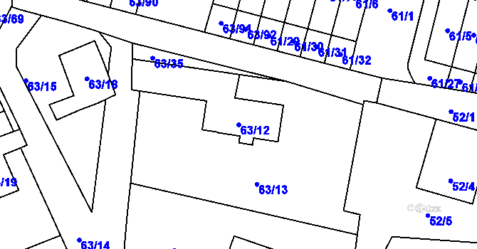 Parcela st. 63/12 v KÚ Poláky, Katastrální mapa