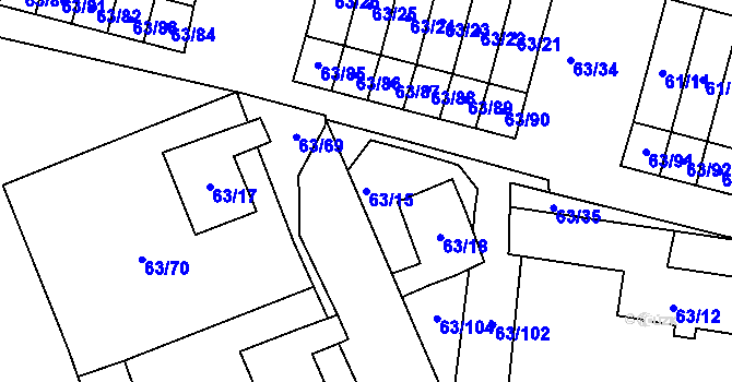 Parcela st. 63/15 v KÚ Poláky, Katastrální mapa
