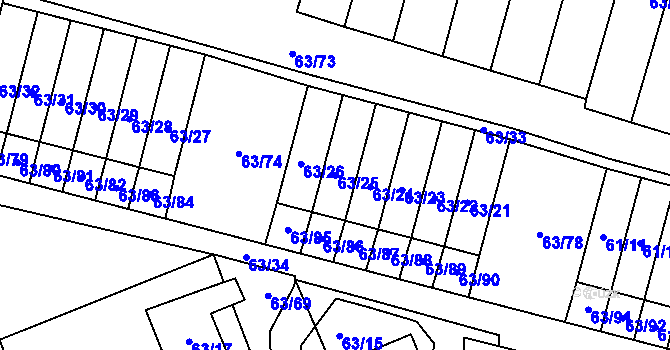 Parcela st. 63/25 v KÚ Poláky, Katastrální mapa