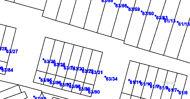 Parcela st. 63/33 v KÚ Poláky, Katastrální mapa
