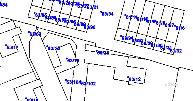Parcela st. 63/35 v KÚ Poláky, Katastrální mapa