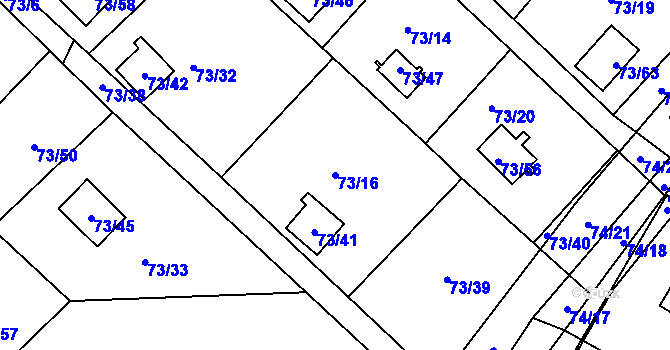 Parcela st. 73/16 v KÚ Poláky, Katastrální mapa