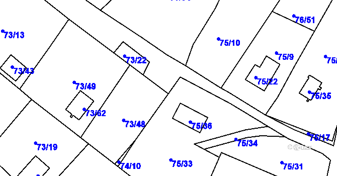 Parcela st. 75/2 v KÚ Poláky, Katastrální mapa