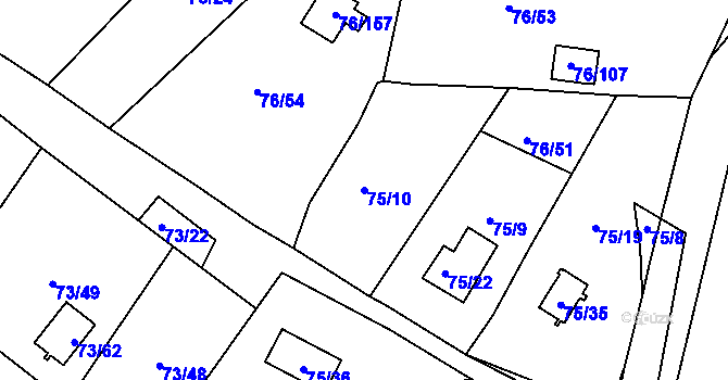 Parcela st. 75/10 v KÚ Poláky, Katastrální mapa