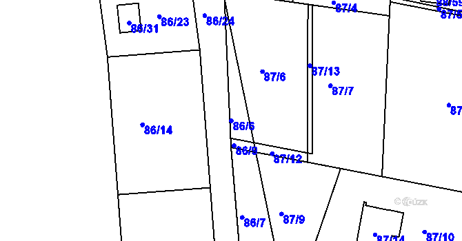 Parcela st. 86/6 v KÚ Poláky, Katastrální mapa