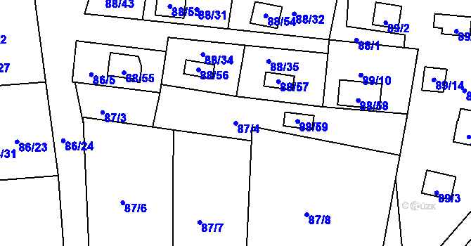 Parcela st. 87/4 v KÚ Poláky, Katastrální mapa