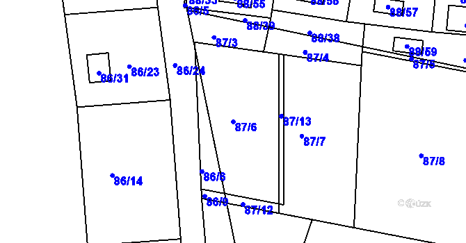 Parcela st. 87/6 v KÚ Poláky, Katastrální mapa