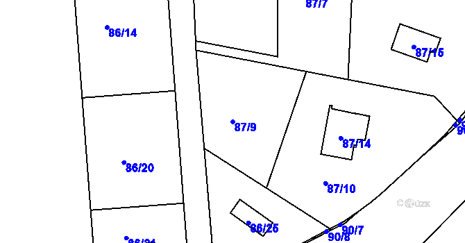 Parcela st. 87/9 v KÚ Poláky, Katastrální mapa