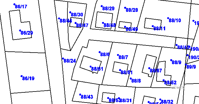 Parcela st. 88/6 v KÚ Poláky, Katastrální mapa