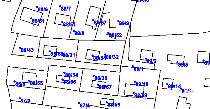 Parcela st. 88/32 v KÚ Poláky, Katastrální mapa