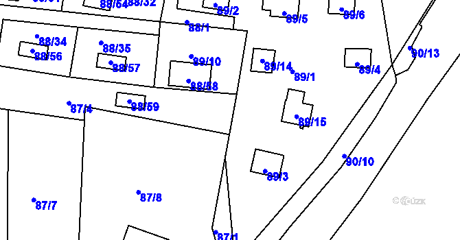 Parcela st. 89/11 v KÚ Poláky, Katastrální mapa