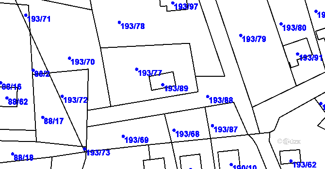 Parcela st. 193/89 v KÚ Poláky, Katastrální mapa