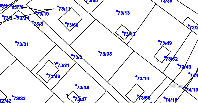 Parcela st. 73/35 v KÚ Poláky, Katastrální mapa