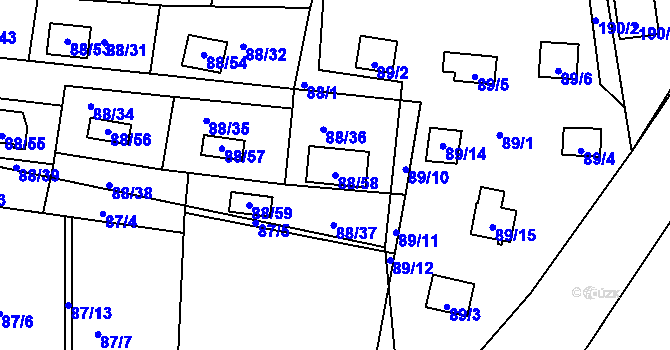 Parcela st. 88/58 v KÚ Poláky, Katastrální mapa