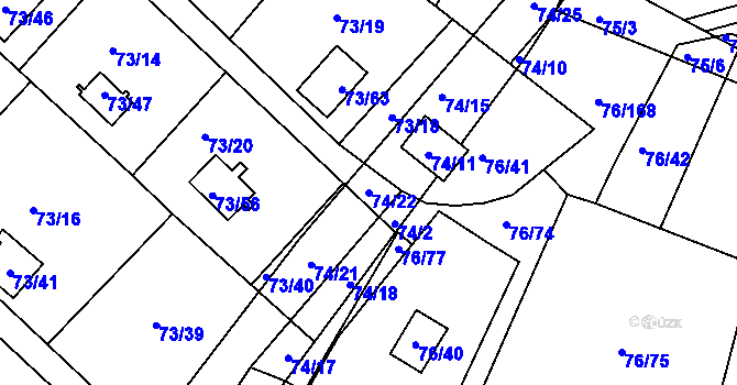 Parcela st. 74/22 v KÚ Poláky, Katastrální mapa