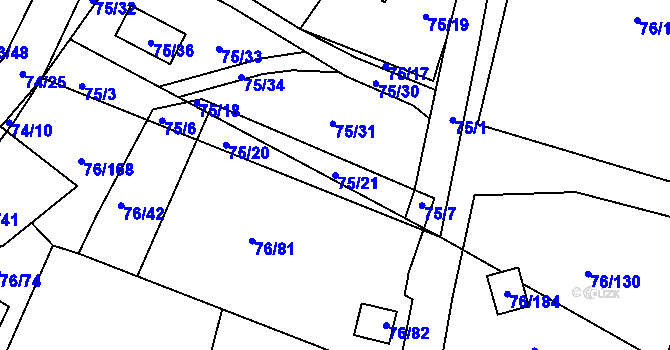 Parcela st. 75/21 v KÚ Poláky, Katastrální mapa
