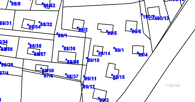 Parcela st. 89/14 v KÚ Poláky, Katastrální mapa