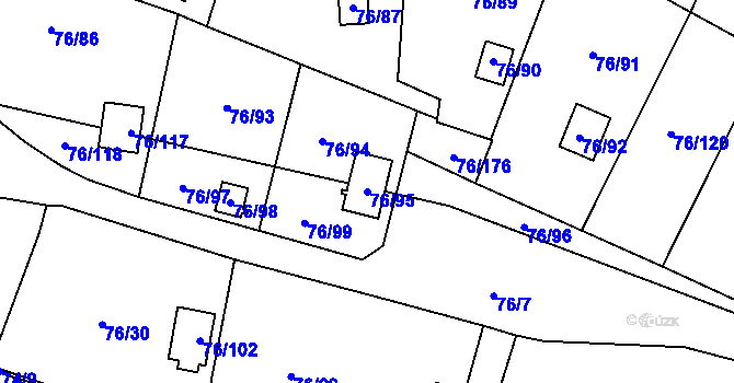 Parcela st. 76/95 v KÚ Poláky, Katastrální mapa