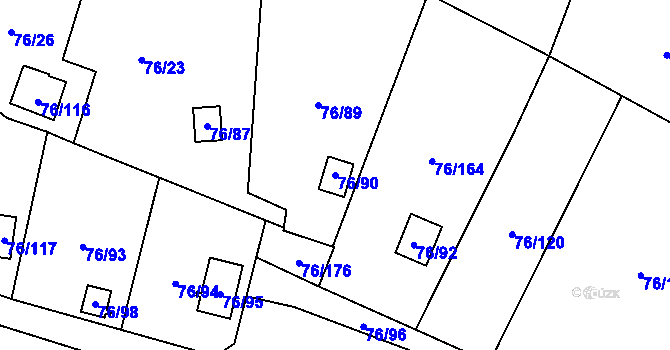 Parcela st. 76/90 v KÚ Poláky, Katastrální mapa