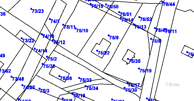 Parcela st. 75/22 v KÚ Poláky, Katastrální mapa