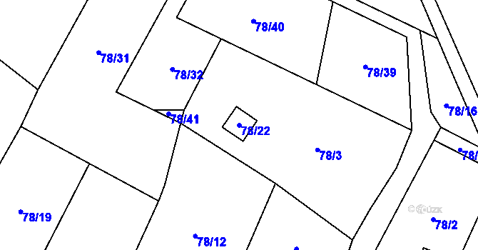Parcela st. 78/22 v KÚ Poláky, Katastrální mapa